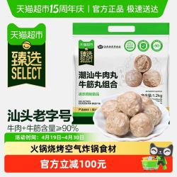 天猫超市 90%牛肉含量 潮汕牛肉丸牛筋丸组合 牛肉丸3包+牛筋丸3包