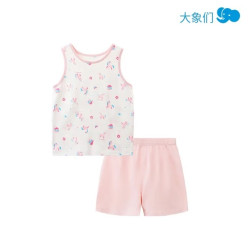 丽婴房 儿童家居服套装夏季 柔霞粉