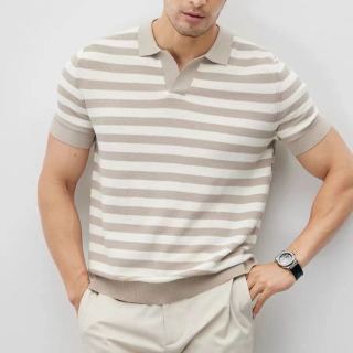 無印良品 MUJI 夏季男士polo衫条纹针织短袖轻熟风休闲时尚翻领潮流男士短袖t恤