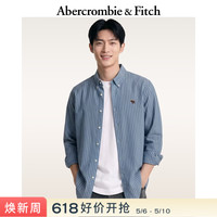 Abercrombie & Fitch 经典小麋鹿图案美式通勤高级感府绸长袖衬衫26春夏男装125-6044