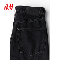 H&M 女士牛仔裤 阔腿直筒复古款 黑色 38码 160/72A