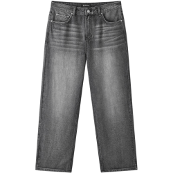 gxgjeans 真五折 美式复古水洗宽松直筒牛仔长裤 深灰色