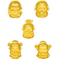 周六福 5D硬金 黄金转运珠 手绳
