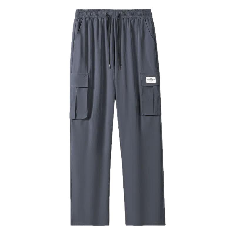 燠阳 冰丝工装休闲裤 2XL 黑色 男士阔腿直筒长裤