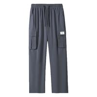 燠阳 冰丝工装休闲裤 2XL 黑色 男士阔腿直筒长裤