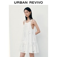 URBAN REVIVO 2026夏季休闲刺绣吊带连衣裙 本白 XL