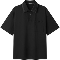  gxgjeans 双层领口设计 男士Polo衫 L (175) 黑色