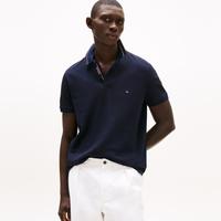 TOMMY HILFIGER 25春夏男珠地网眼商务镶边翻领合身短袖T恤POLO衫