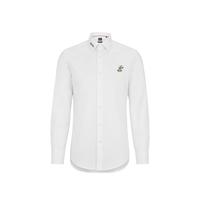 BOSS 衬衫男装男式衬衫长袖纯色商务通勤修身棉质兔八哥刺绣衬衫