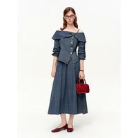 DUSHU/独束 丹宁假日牛仔时尚套装 牛仔蓝上衣+半裙 M