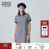 TEENIE WEENIE 小熊 女装简约风夏季条纹撞色POLO连衣裙