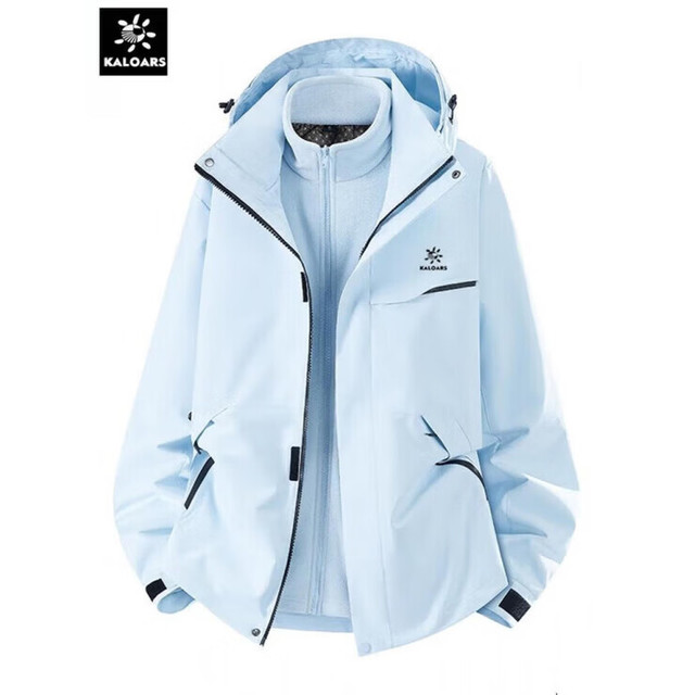 凯乐石 登山服冲锋衣三合一两件套可拆户外防风保暖夹克外套男女情侣同款 宝宝蓝 三合一抓绒