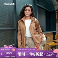 乐飞叶 户外薄款防泼水夹克女 可拆卸帽轻量化UPF50+外套LFJA6AF63 沙狐棕SC M(38)165/84A