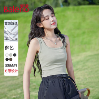 班尼路 女士吊带背心 多色任选M 灰绿#纯色