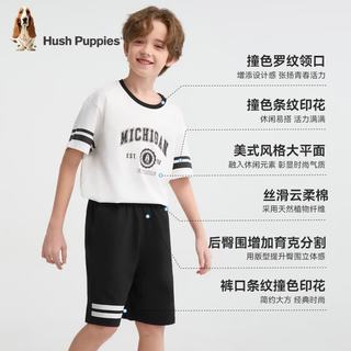 暇步士 Hush Puppies 童装男童短袖短裤2件套 冰晶蓝 120