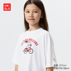 优衣库 女童UT PEANUTS印花短袖T恤 白色 160