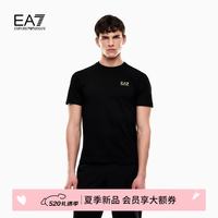移动端、京东百亿补贴：EMPORIO ARMANI 官方旗舰EA7/男士纯棉短袖T恤 黑色/金标 L  (推荐：150-165斤)