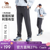 骆驼 户外软壳裤男抗皱弹力耐磨加绒防风保暖抗静电徒步冲锋登山裤3300