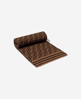 FENDI/芬迪 Kids Wool Logo围巾 棕色