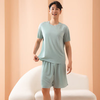 有只绵 睡衣套装 春夏季冰丝无痕宽松大码男女款可外穿家居服 瓷绿色 XL