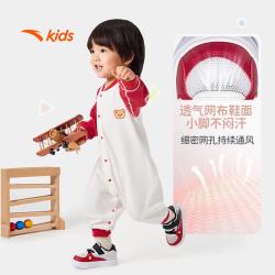 安踏 儿童运动鞋 软底魔术贴学步鞋 纸莎白/经典红/黑色 25码（脚长15.5cm）