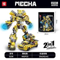 乐乐兄弟 擎天变形机甲汽车 黄蜂战士模型 5238