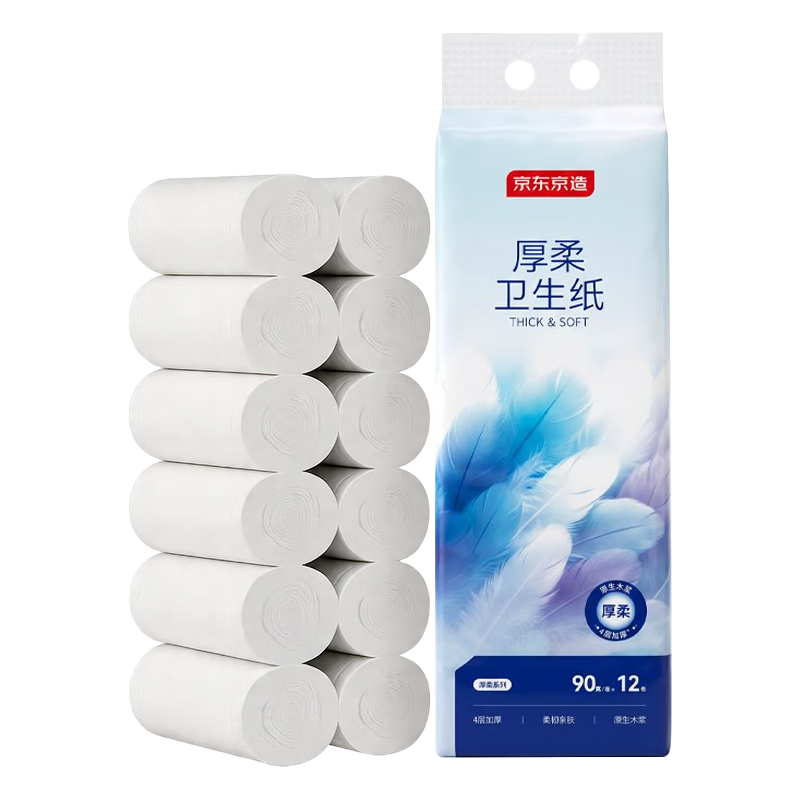  京东京造 厚柔4层 卷纸