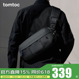 移动端、京东百亿补贴：tomtoc 机能斜挎包男士包单肩包休闲防泼水挎包T26可收纳iPad/Switch 曜石黑 5.5L
