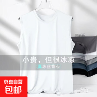 男装新款小众百搭运动网眼打底体恤夏装跑步薄款圆领无袖T恤上衣 网眼背心-白色 2XL