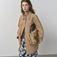 FANSILANEN/范思蓝恩 复古巴恩风大口袋翻领工装夹克外套 女 秋季2025
