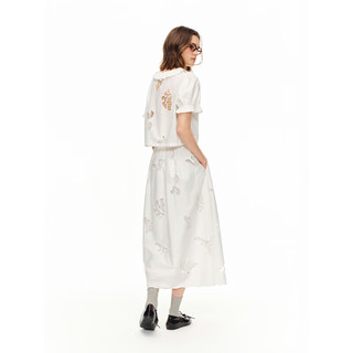 DUSHU/独束 镂空绣花小衫半身裙套装 白色 M
