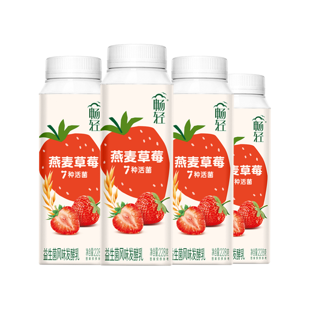 伊利 畅轻低温酸奶燕麦草莓口味酸牛奶228g*4（买一赠一）