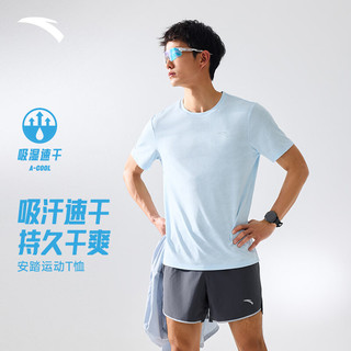 安踏 速干短袖T恤 男 吸湿排汗 100%聚酯纤维 运动T恤
