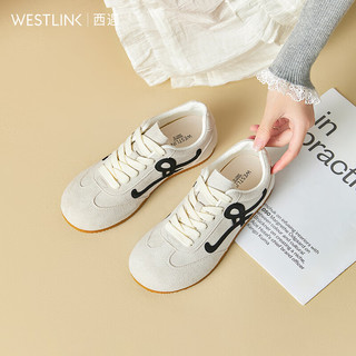 WESTLINK/西遇 平底德训鞋女 米色 37（235）女士休闲鞋