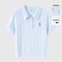 SPAO 小熊woodie夏天T恤女短袖绞花学院风T恤HL