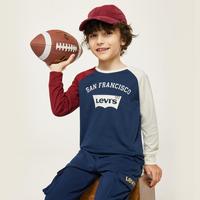 Levi's 童装长袖T恤男女童时尚撞色舒适圆领套头打底衫儿童上衣