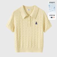 SPAO polo领短袖绞花针织衫女韩系高级感显瘦上衣W