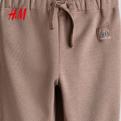 H&M 童装男婴松紧腰束脚长裤 浅棕色 90码