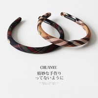 川野 法式复古金标格纹发箍