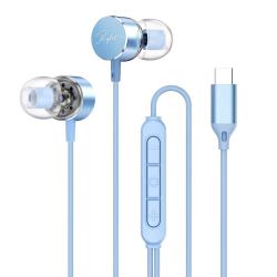 KERZY Type-C有线耳机HiFi音质音乐耳机入耳式三键线控听声辨位游戏耳机适用于手机平板笔记本蓝色1米2