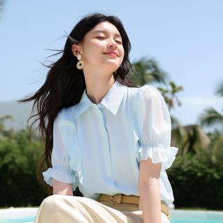 秋水伊人 莱赛尔垂感翻领衬衫