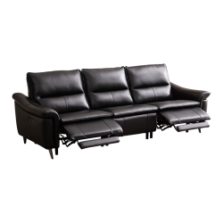 芝华仕 梧桐30818 加厚半青皮 0靠墙电动沙发 玛瑙黑 小三座双电 2.24m
