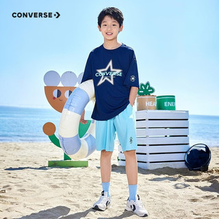 CONVERSE/匡威 童装短袖T恤+短裤两件套 亮蓝色 160/80