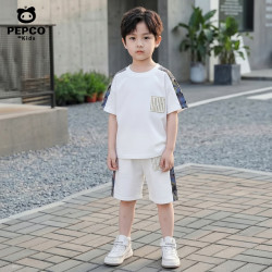 小猪班纳 男童夏装短袖短裤套装