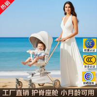 宝宝好 V16-C婴儿车 高配 明星浅金-皮蓬电镀轮
