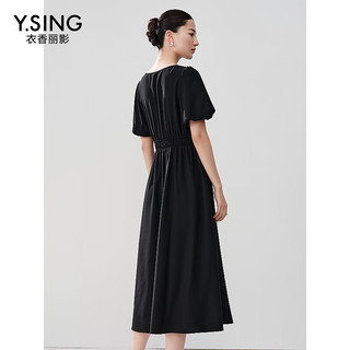 Y.SING/衣香丽影 赫本风黑色连衣裙 女 夏季优雅小黑裙 M