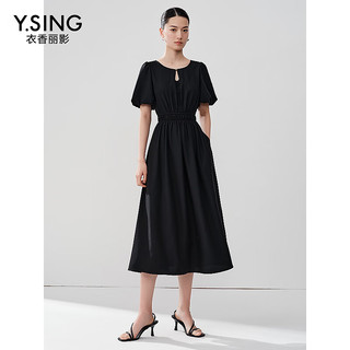 Y.SING/衣香丽影 赫本风黑色连衣裙 女 夏季优雅小黑裙 M