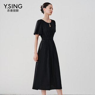 Y.SING/衣香丽影 赫本风黑色连衣裙 女 夏季优雅小黑裙 M