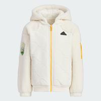 限尺码：adidas 秋冬季女小童仿羊羔绒保暖运动休闲连帽夹克外套