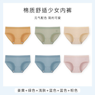 雪中飞 NSAHQ 姜黄+绿色+浅肤+蓝色+蓝色+粉色 6条装女士纯棉中腰无痕内裤
